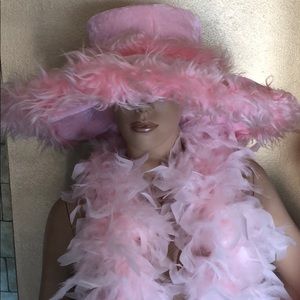 Pink rave hat with free pink boa